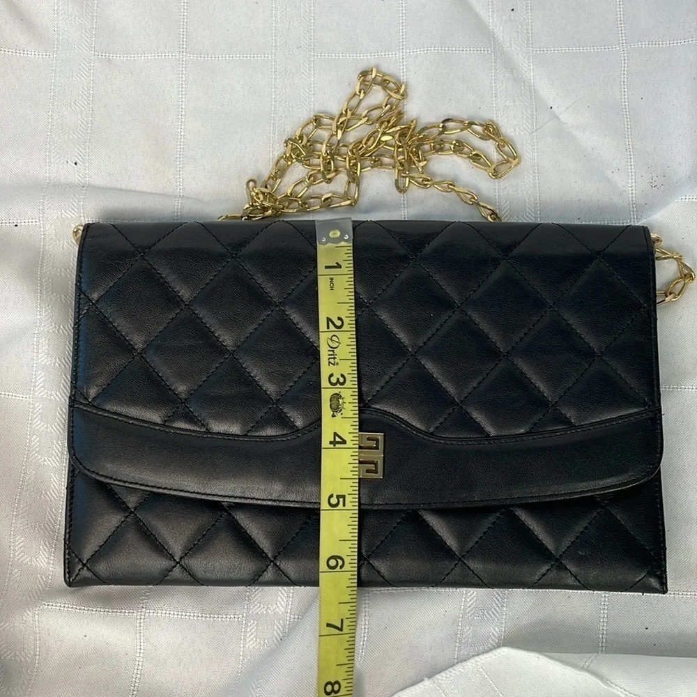 Givenchy Black Quilted Leather Flat Clutch Flap Bag on Chain Small Night Out - Picture 10 of 17